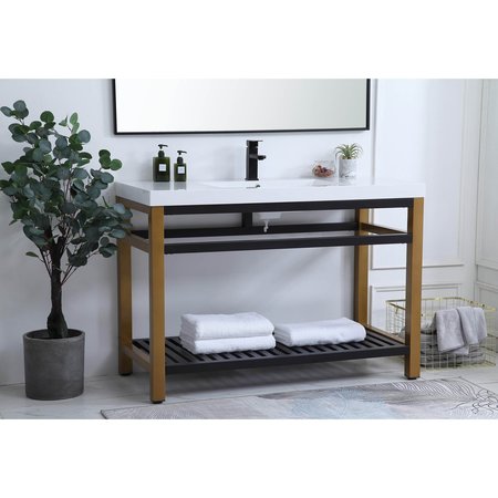 Elegant Decor 48 Inch Single Bathroom Metal Vanity In Golden Black VF14048GB